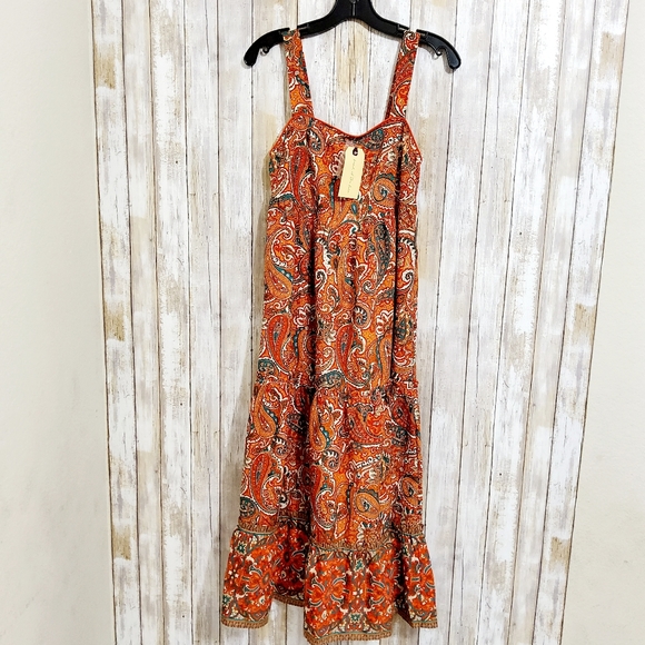 Band Of The Free  New Maxi Dress Size XS Orange - Picture 1 of 8